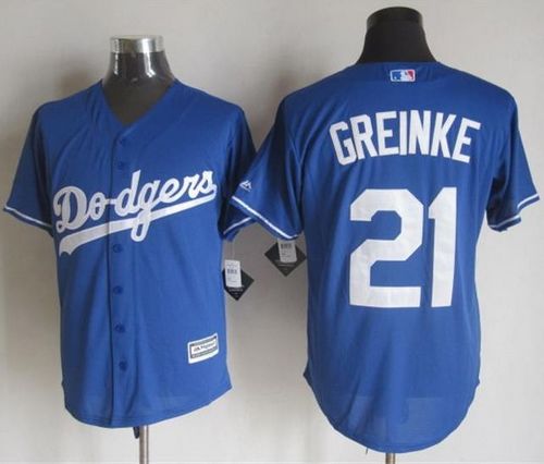 Dodgers #21 Zack Greinke Blue New Cool Base Stitched MLB Jersey - Click Image to Close